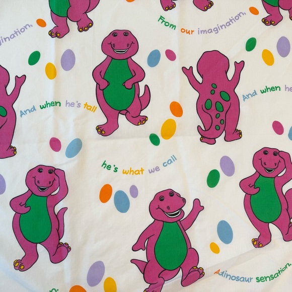 Barney Vintage Curtain Panel Purple Dinosaur Project Craft Authentic Vintage VTG - Picture 8 of 8